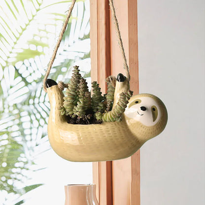 Creative ceramic hanging basket cute sloth design