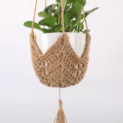 Macrame plant hanger handwoven hemp rope artist design gardening