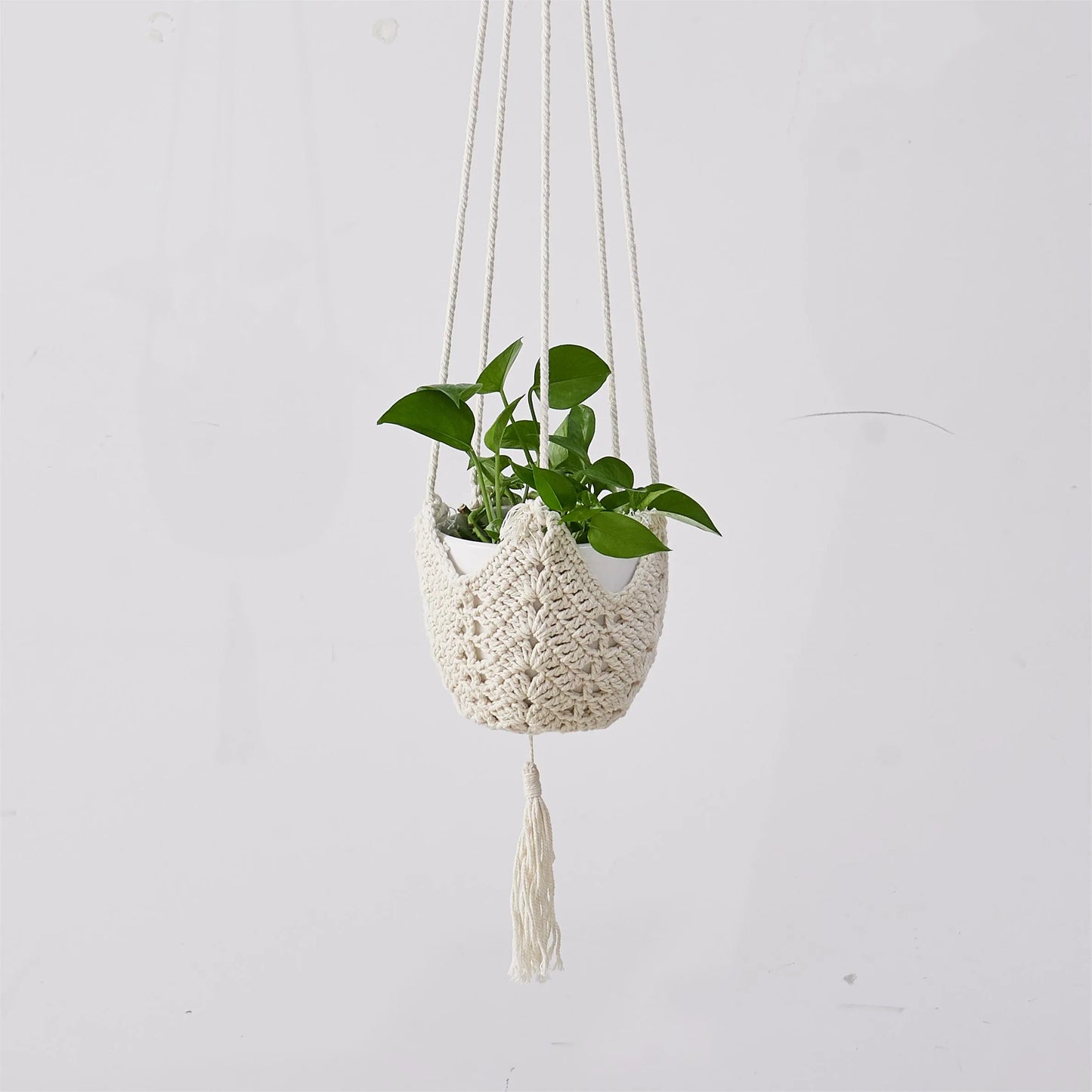 Macrame plant hanger handwoven hemp rope artist design gardening