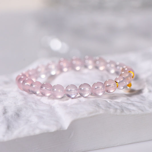 Rose Quatrz bracelet pearl pendant transparent pink crystal healing